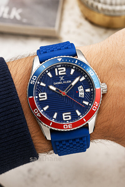 Daniel Klein Calendar Steel Case Silicone Strap Navy Blue Dk012852C-06 Men's ...