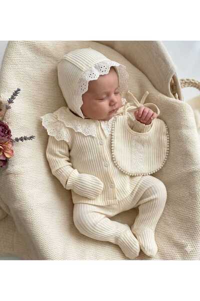 DEFNE LİNA BABY Our Cheerful Babies Organic Fabric Lace 5-Piece Hospital Disc...