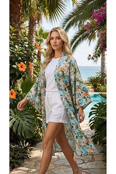 LİLA MARE Pamuk Kumaşlı Handmade Beachwear Yazlık Kimono