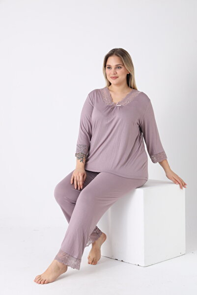 Cotpark Women's Viscose Elastane Blended Pajama Set Loungewear / Mink - 30465-B