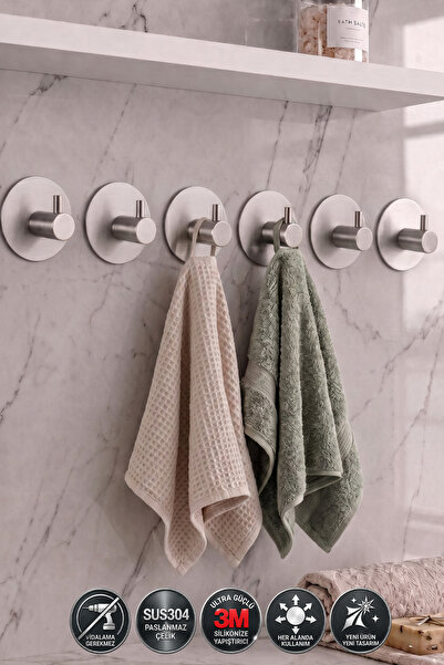 DUREVO 6 ADET Oval Paslanmaz Çelik Banyo Askısı/Bornoz Askısı / Havlu Askısı/...