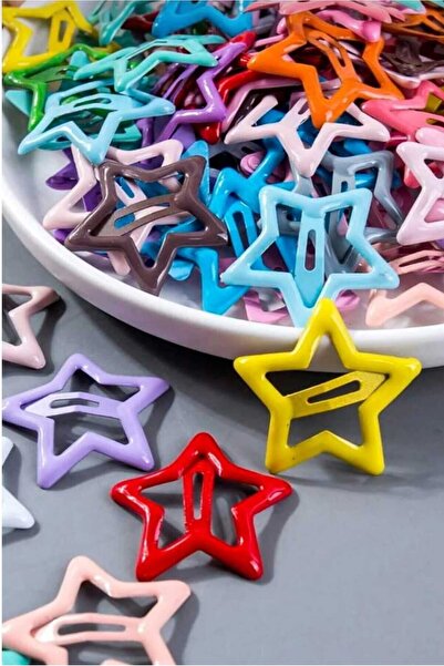 ModaRESSO 1 Adet Yıldız Toka - Renkli 3 cm Saçı Acıtmaz Toka - Kız Çocuk & Bebek