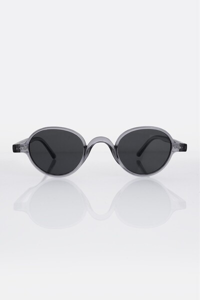 aksesuarix Oval Cut Gray Transparent Framed Men's Sunglasses