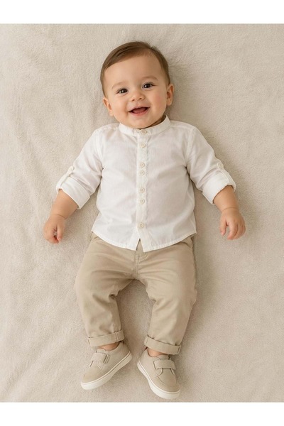 Çikoby Baby Boy Shirt Ecru