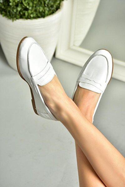 Fox Shoes S291070003 Balerini alb din piele naturală