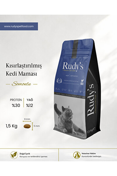 Rudy's Premium Kısırlaştırılmış Kedi Maması Somonlu 1,5 Kg