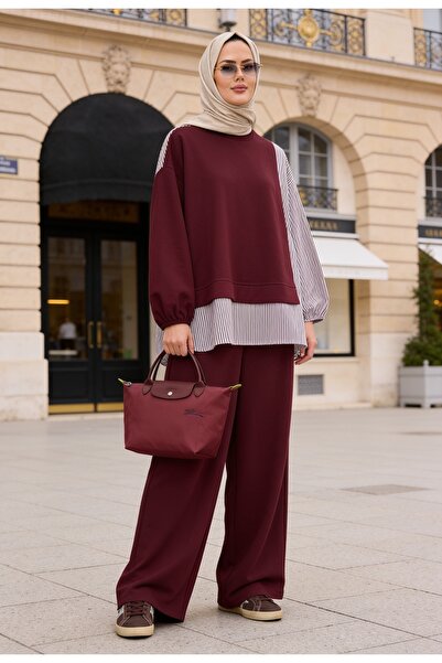 Aselim Hijap Moda Γυναικείο Σετ Χιτζάμπ Σετ Πουκάμισο Διπλό Σετ Πουκάμισο Σκο...