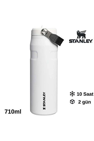 Stanley كوب ترموس آيس فلو فليب مع ماصة للشرب 0.70 لتر، قارورة بيضاء-سوداء