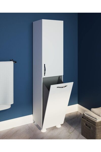 Nesse Shop Kirli Sepetli Çamaşır Banyo Dolabı Düşer Kapaklı Dolap