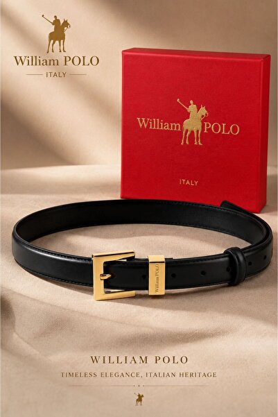 WilliamPolo Dámský pásek WILLIAMPOLO z pravé kůže se zlatou sponou