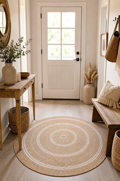 Washable Sisal Jute Woven Wicker Carpet Rug Beige Coffee Apartment Oval Model Kitchen Balcony Garden Terrace