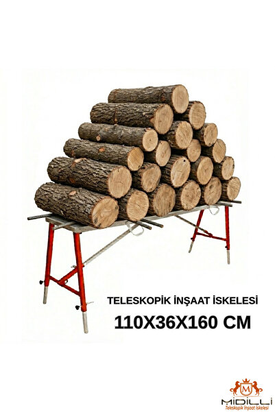 Alüminyum Gövdeli Çelik Ayaklı Teleskopik Katlanır İnşaat İskelesi - 400 Kg Taşıma Kapasitesi 110x36x160cm
