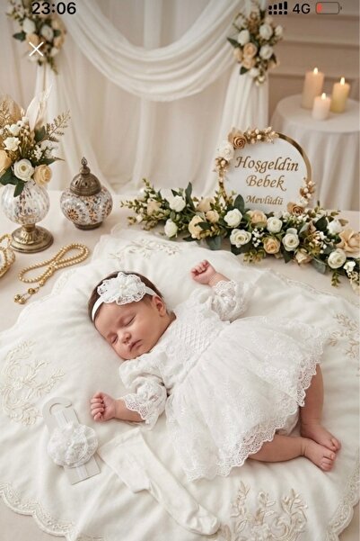 Cherub Baby Lily Baby Girl Embroidered Dress Newborn Luxury Dress Set - Hospi...