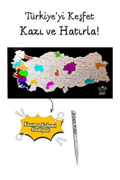 Føniks Gez Kazı Magnet Türkiye Haritası -Scratch Map - Kolay Kazınabilir Hari...