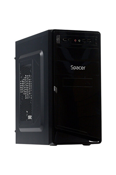 Spacer Carcasă Mini-Tower ATX, sursă 250W, Moon, USB2.0+Audio frontal, negru,...