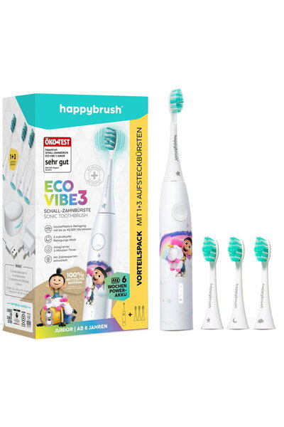 happybrush PeriuИ›Дѓ de dinИ›i electricДѓ 3 rezerve Alb