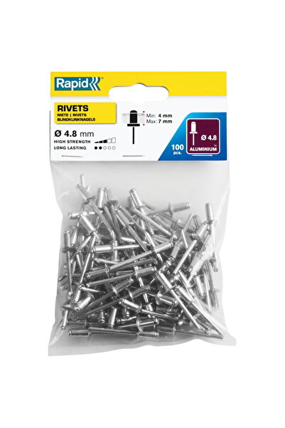 Rapid 5000380, set 100 de nituri de 4-7 mm, Ø4.8 x 10 mm