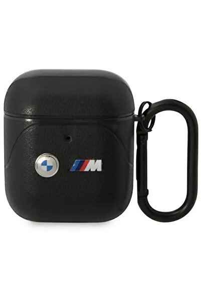 BMW BMA222PVTK Husă AirPods 1/2 negru/negru Piele Linie curbată
