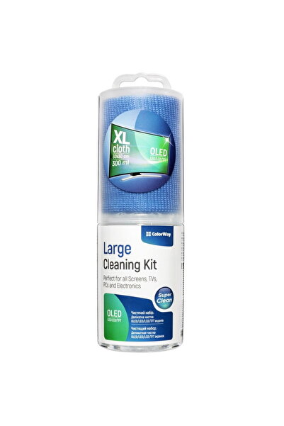 ColorWay 2in1 Cleaning Kit, Large Cloth, Spray 300ml - (CW-5230) - Blue