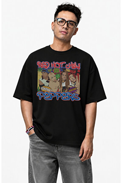 Fuddy Moda Unisex Red Hot Chili Peppers γραπτό μπλουζάκι, μπλουζάκι με στάμπα...