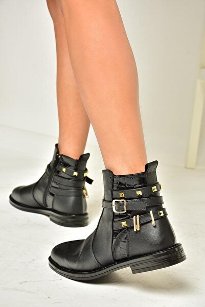 Fox Shoes T312124709 Ghete negre de damă cu toc mic