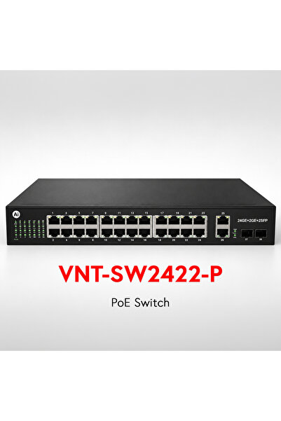 venot VNT-SW2422-P 24 PORT POE 2xUPLİNK 2XSFP GIGA POE SWITCH 370W