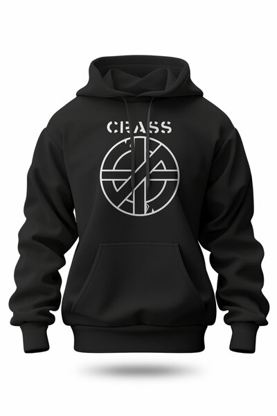 buzagi tasarım ürünleri Crass Digital Print Hooded Unisex Sweatshirt