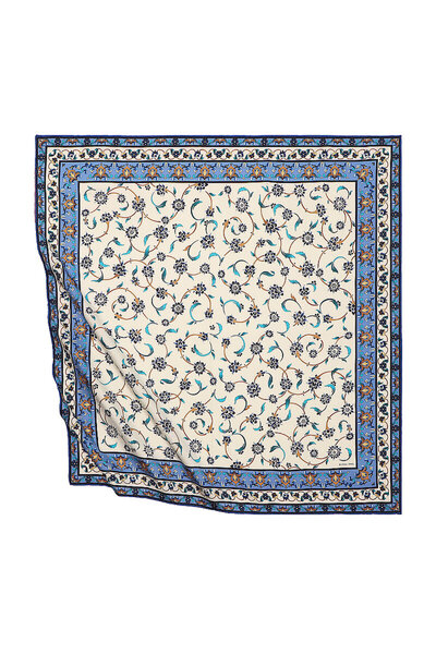Bursa İpek Μεταξένιο μαντίλι με μοτίβο Indigo Wildflower