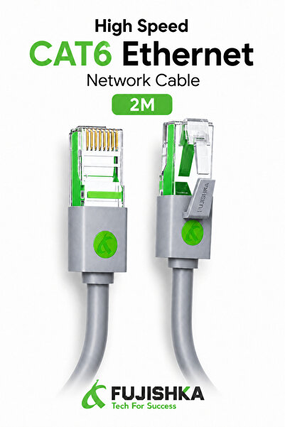 FUJISHKA كابل إيثرنت CAT6 عالي السرعة بطول 2 متر - كابل LAN من نوع RJ45 للراو...