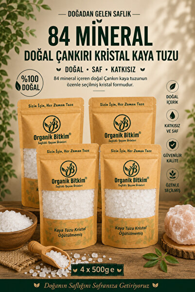 OB Organik Bitkim 84 Mineral Doğal Çankırı Kristal Kaya Tuzu 4 X 500 gr
