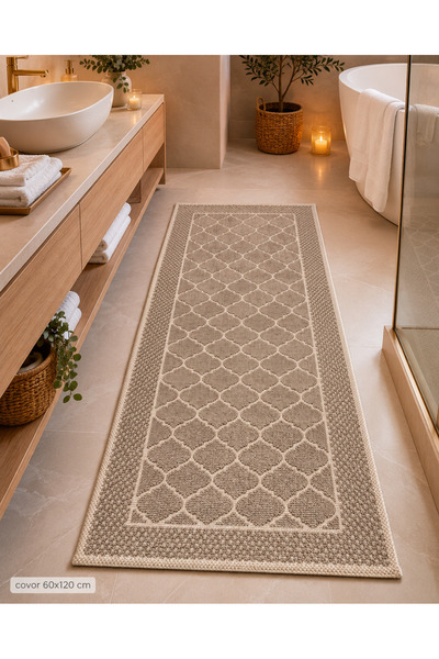 OEM Covor Țesut din Bumbac buclat 55x120cm capucino