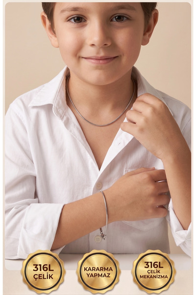 GLANZEND Boy's Anti-Tarnish Stainless Italian Steel Snake Children's Necklace...