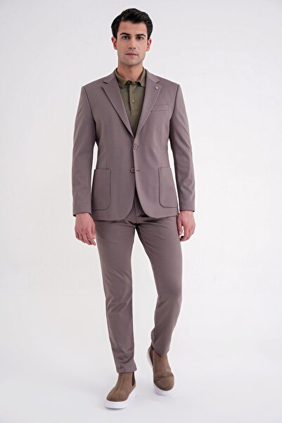 Efor Comfort Fit Mono Collar Pocket Flexible Wool Smoked Sports Suit Tk 931