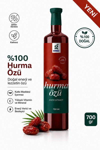 Gürbüzden Hurma Özü 700g | %100 Doğal, Katkısız ve Şeker İlavesiz Hurma Ekstr...