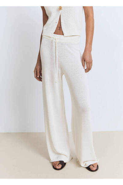 MANGO Woman Pamuklu keten triko pantolon