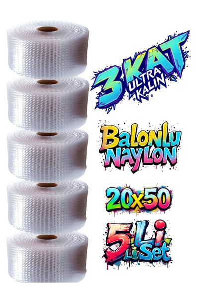 EA MİM TASARIM DİZAYN AMBALAJ 20 cm x 50 Metre – 5’li Set 3 Kat Ultra Kalın B...