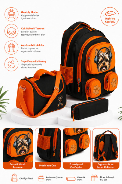 MİECZ BAGS Sevimli Karekter Baskılı Çok Cepli Modern Erkek Kız Çocuk Anaokulu...