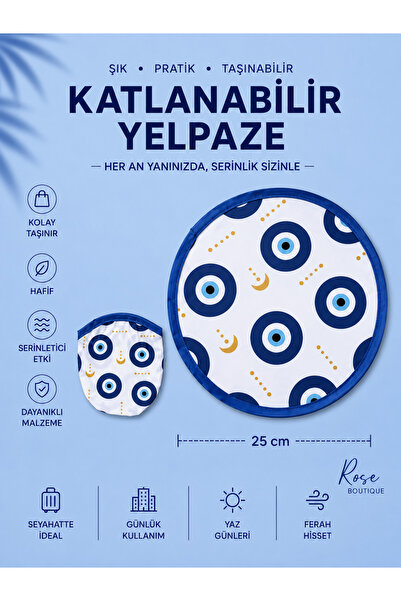 RoseCo00 Katlanabilir Kolay Taşınabilir Yuvarlak Yelpaze