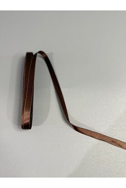 edalle Kahverengi Saten Kurdele 1 Cm 10 Metre, Özel Gün Hediye Süsleme Kurdelesi
