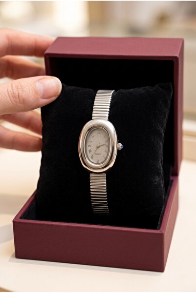 KLISHE Butik Classic Women's Steel Watch Silver Color Oval Case Vintage Old M...
