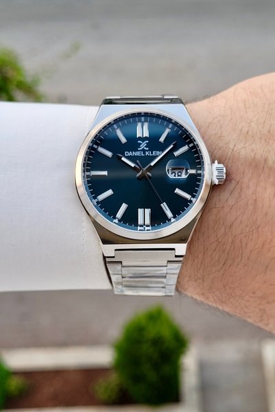 Daniel Klein Men's Wristwatch with Dial Blue Cord Metallic Color 2 Years Warr...