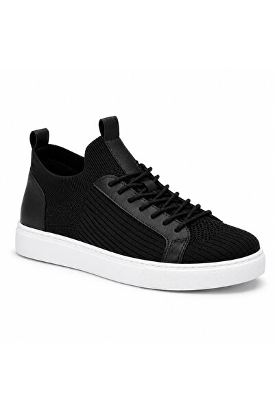 BESKAR Siyah Triko Beyaz Tabanlı Erkek Sneaker - Ortopedik Destekli Nefes Ala...