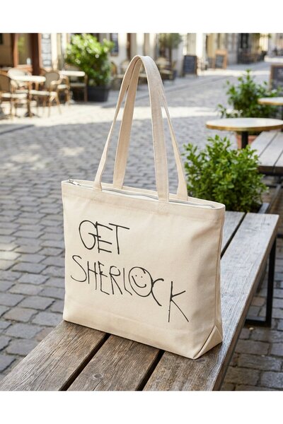 buzagi tasarım ürünleri Sherlock Zippered Lined Gusseted Canvas Bag 35 X 40 cm