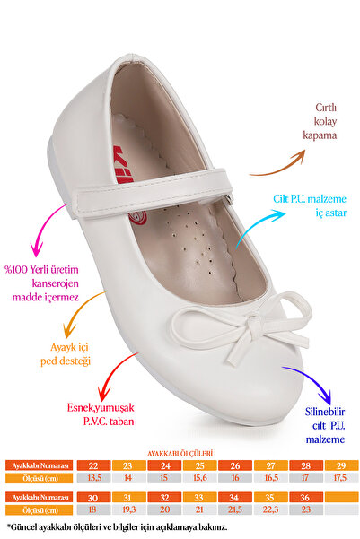 Kiko Kids Barbe Cilt Fiyonklu Cırtlı Kız Çocuk Babet Ayakkabı