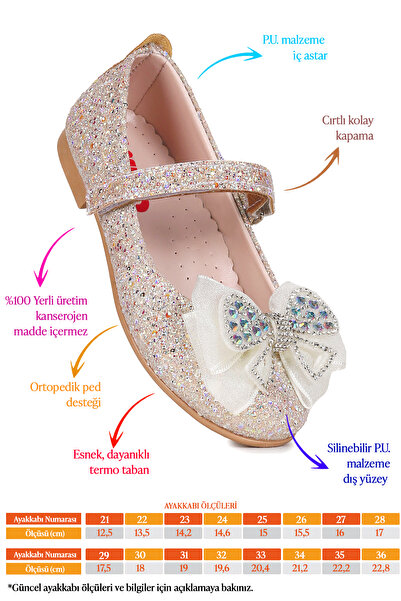 Kiko Kids Hiza Taşlı Cırtlı Kız Bebek/ Çocuk Babet Ayakkabı