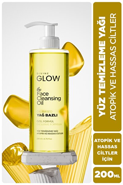 Divine Glow Yüz Temizleme Yağı, Atopik ve Hassas Ciltler İçin Yağ Bazlı, Neml...