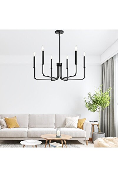 Alessandro DESIGN Candelabru Cristal Oliveto 6xE14, Diametru 63cm, Negru, Ina...