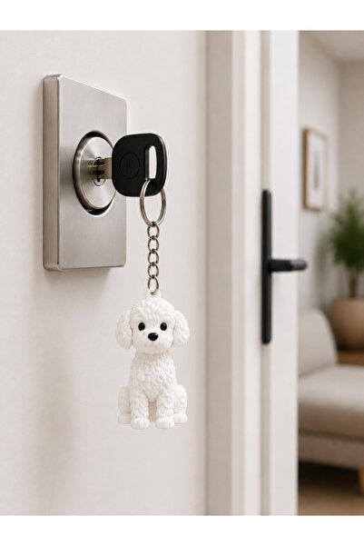 TETRA’S Sevimli Beyaz Köpek Figürlü Anahtarlık – Çanta ve Anahtar Aksesuarı