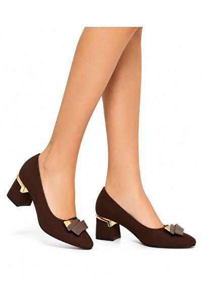 KCMN Feles Buckle Detailed Classic Heeled Women's Shoes Brown