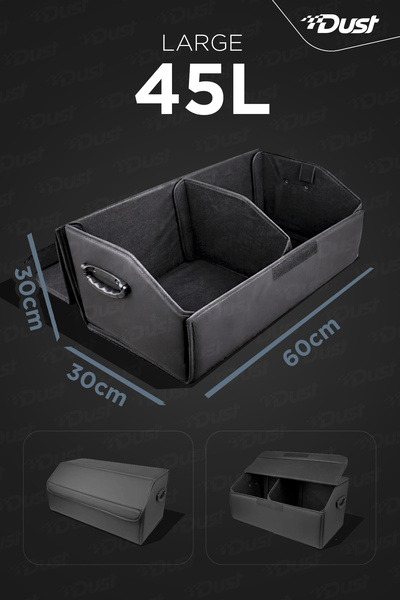 DUST Araba Bagaj Çantası – 60x30x30cm Oto Bagaj Organizer Kapaklı Cırtlı Düzenleyici